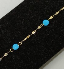 18K Gold Bracelet With Turquoise. 14.5-16.5 Cm.