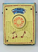 1972 Fisher Price Music Box Pocket Radio Pop Goes the Weasel Vtg - Working