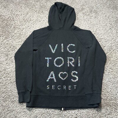 Victorias Secret Y2k Rhinestone XS Full Zip Hoodie Womens Brat Fitted Bedazzled