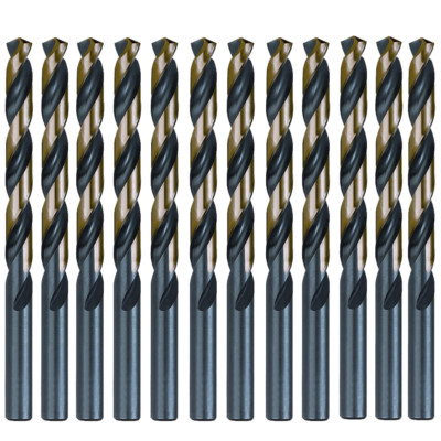 12PCS 5/32'' Black/Gold HSS Jobber Length Twist Spiral Drill Bits 135 Split Point