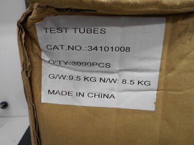 Plastic Test Tubes 34101008 Box of 3000 Tubes