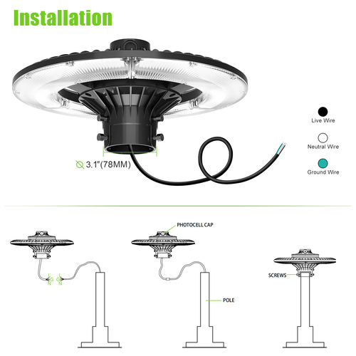 60W Outdoor LED LED Post Light Fixture Photocell Yard Garden Parking lot Lights - Picture 11 of 12