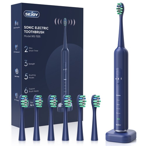 SEJOY Sonic Electric Toothbrush 5 Modes & 3 Intensity 2 Min Timer Rechargeable - Picture 3 of 14