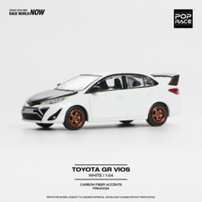 Pop Race 1/64 - Toyota GR Vios - White w/ Carbon Fibre Accents - PR640094