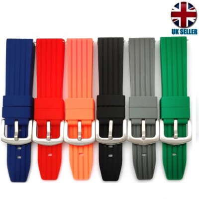 QUICK RELEASE HEAVY DUTY HIGH QUALITY SILICONE RUBBER SPORT WATCH STRAP BAND UK
