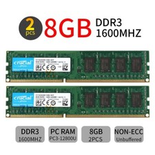 16GB 2x 8GB 4GB 2GB DDR3 PC3-12800U 1600MHz DIMM desktop Memoria RAM Crucial IT