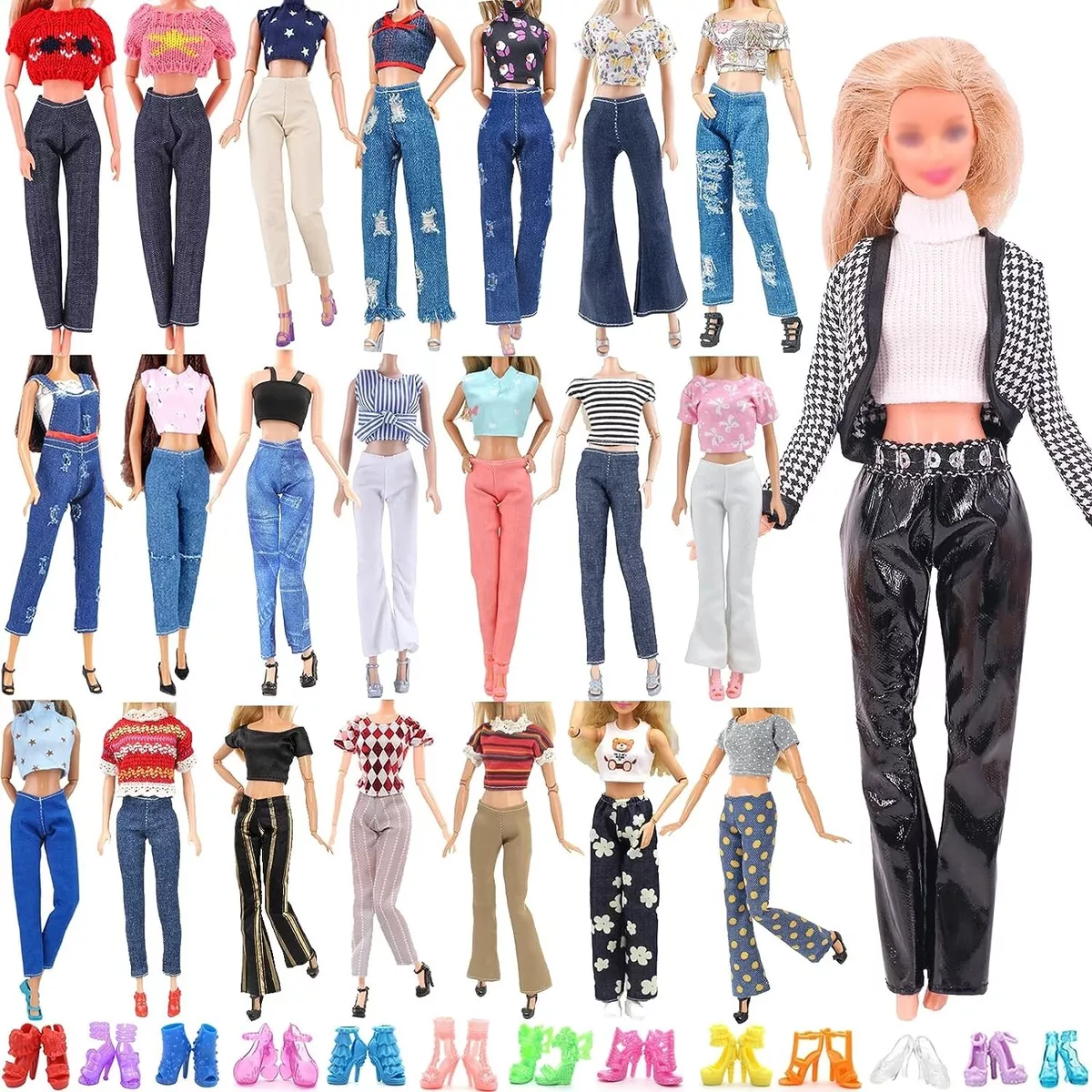 30 PCS Barbie Clothes Doll Fashion Wear Clothing Outfits Dress up