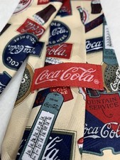 Coca-Cola Coke Men  s Necktie Tie With Bottles 57" Beige With Coke Product