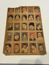 1926 W512 Full Uncut Strip Sheet Ty Cobb Tris Speaker Grover Alexander Chaplin