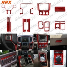 22Pcs Red Carbon Fiber Full Interior Trim Set For Dodge Ram 1500 2500 3500 13-15