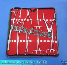 10 Pieces Professional Body Ear Piercing Navel Tools Pliers Clamps Forceps Kit