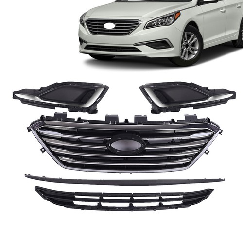 For 2015-17 Hyundai Sonata SE Front Grille Fog Light Bezel&Lip Molding Set 5pcs
