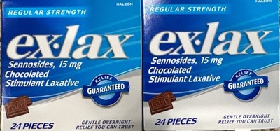 2x24 Ex-lax Regular Strength Chocolated Stimulant Laxative Constipation Relief