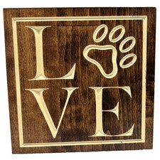 Handcrafted Wooden "Love" Sign. Love your Dog  Puppy Carved Handmade Sign