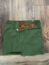 Mary Kate And Ashley olive green Jean Skirt Girls Size 7 Embellished Y2K