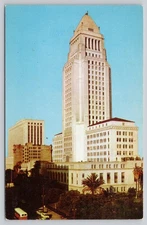 Vintage Los Angeles City Hall Postcard Photochrome by Hubert A. Lowman