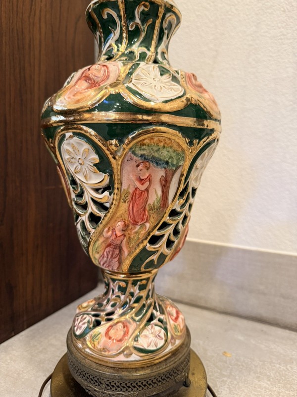Vintage Italian Capodimonte Lamp Hand Painted Porcelain
