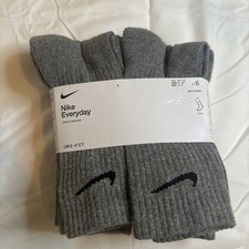 Nike Everyday Plus Cushioned Crew Socks 6 Pack SX6897-065 Mens 6-8/ Youth 5Y-7Y