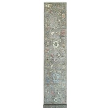 2'6"x15'8" Faded Brown Afghan Angora Oushak Hand Knotted Wool Runner Rug 21705