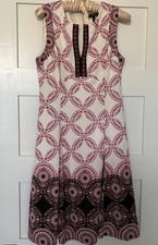 Sz 8 White House Black Market Floral Sleeveless Fit & Flare Dress Pink Black Med
