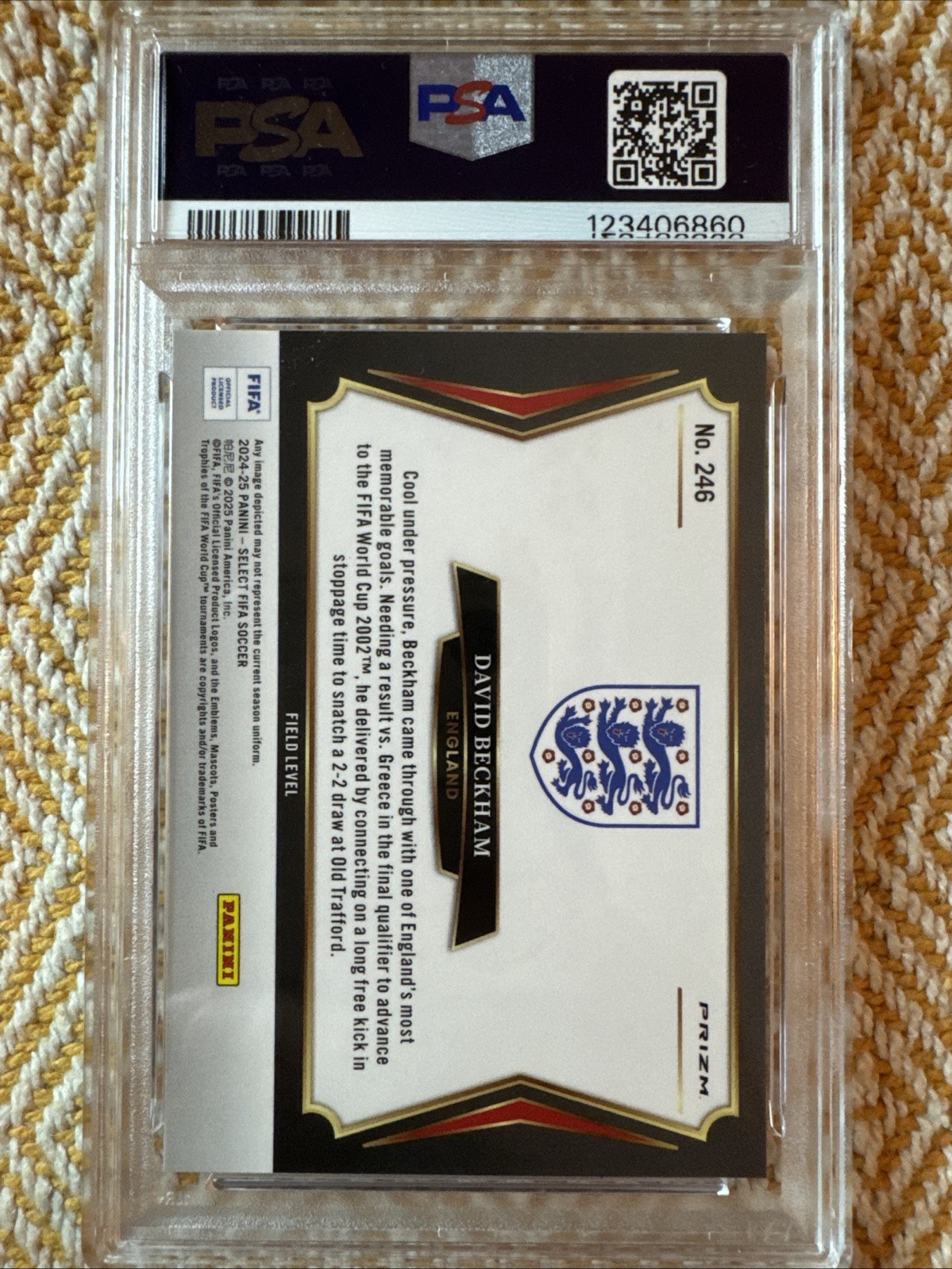 2024-25 PANINI SELECT FIFA FIELD LEVEL BLUE #246 DAVID BECKHAM ENGLAND PSA 10🔥 view 2