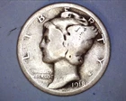 1918  Mercury Head Silver Dime  BELOW FINE COND.  **310-6A