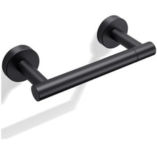Contemporary Wall-Mount Matte Black Toilet Paper Holder - Stylish and Durable