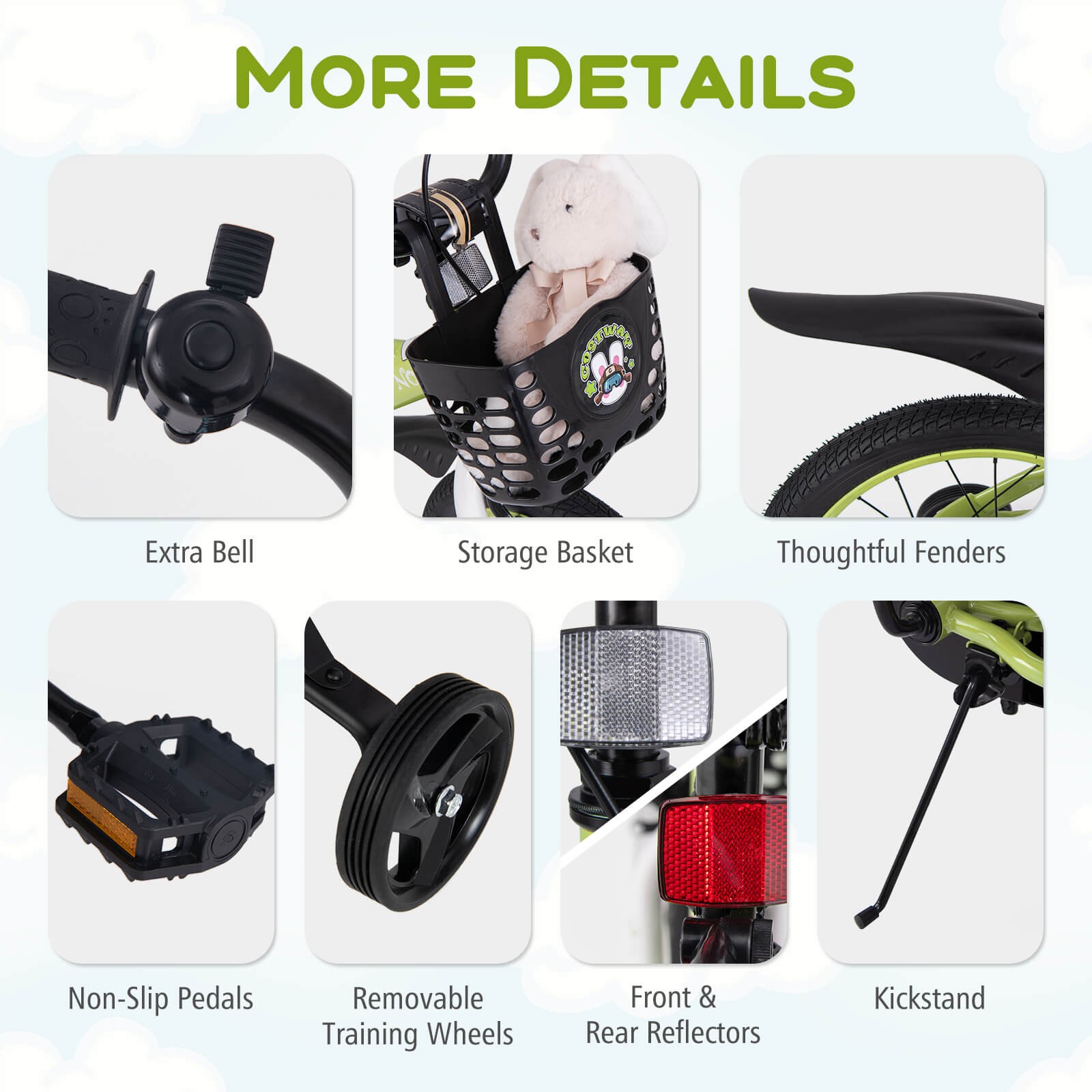 18" Kid&rsquo;s Bike for 4-8 with Height-Adjustable Handlebar & Saddle Handbrake