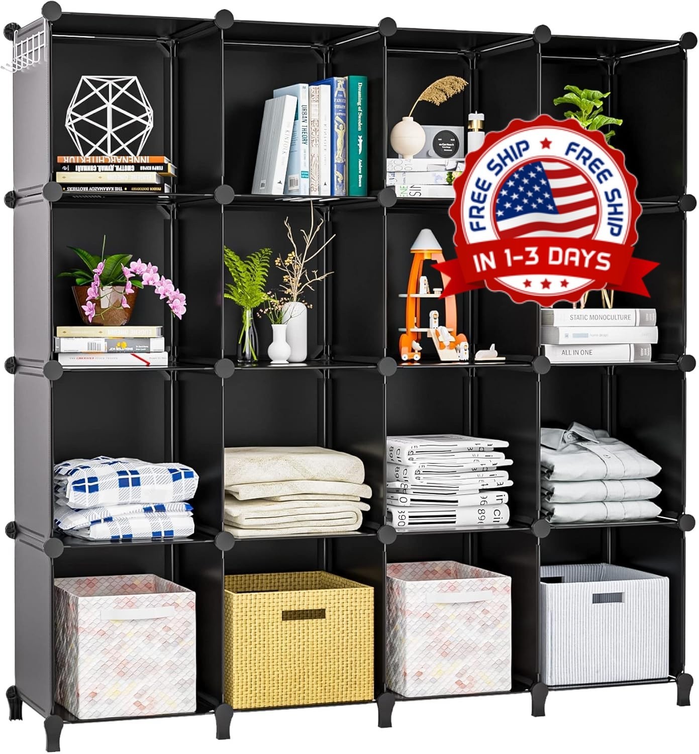 16 cubos estantería abierta organizador almacenamiento multifuncional