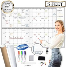 Large Dry Erase Wall Calendar 60" x 38" - Premium New Laminate - Blank Unda.....