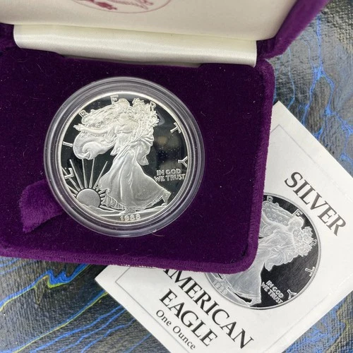 1988 PROOF AMERICAN SILVER EAGLE DOLLAR COIN + COA+BOX, #0103