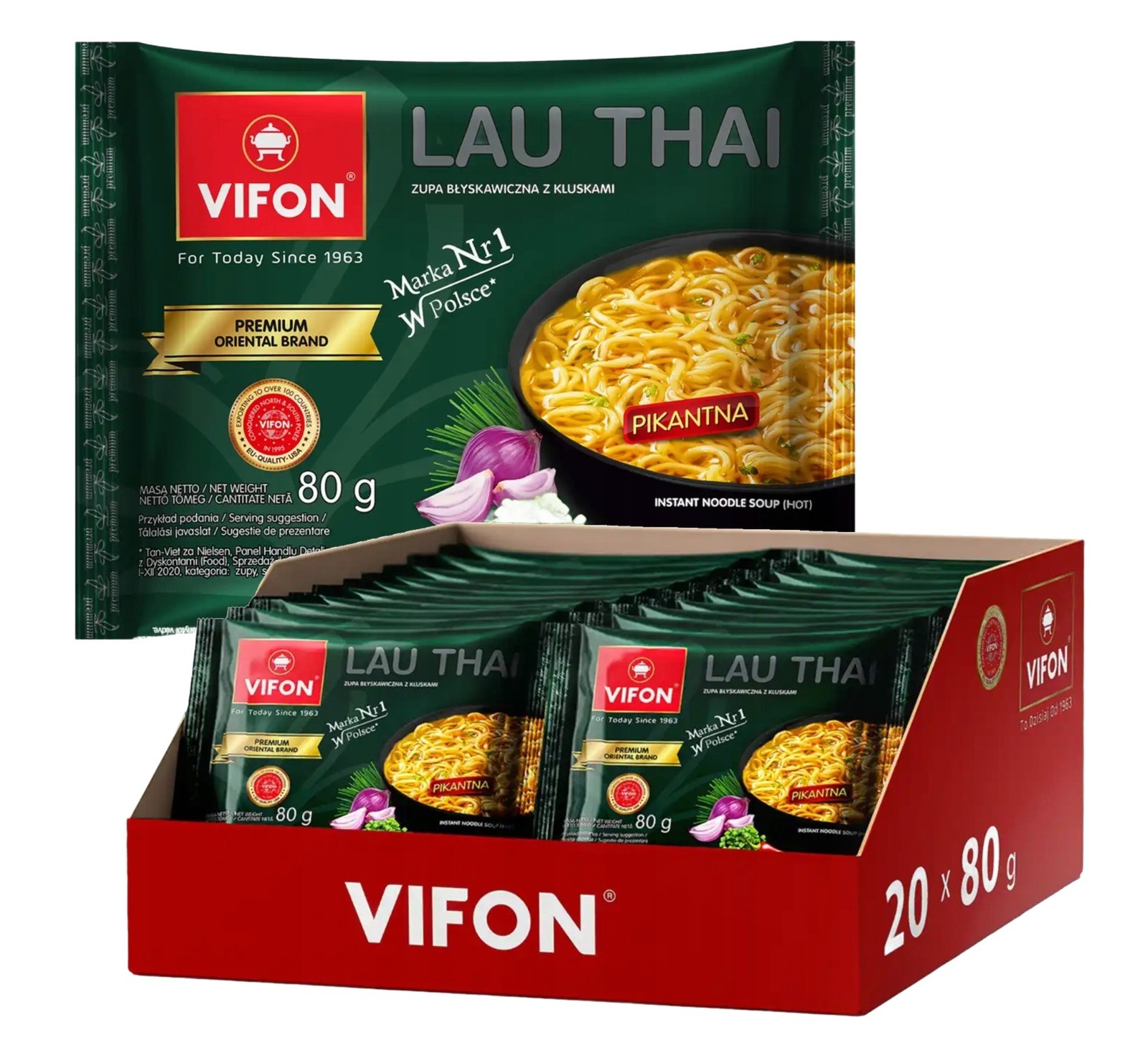 VIFON Lau Thai Instant Nudelsuppe 20x 80g - thailändische Suppe scharf