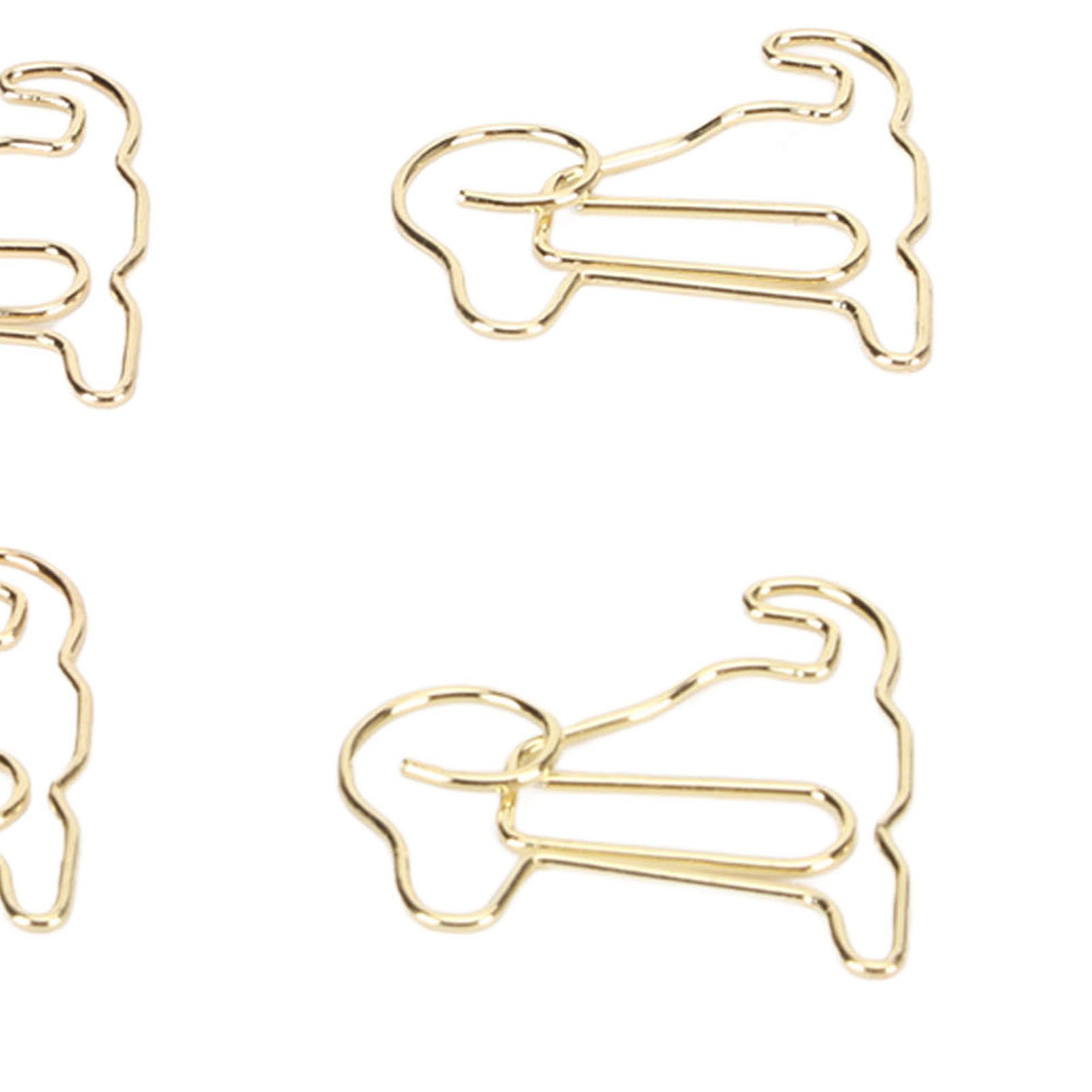 100Pcs Dog Shape Paper Clips Reusable Metallic Paper Clips For Office Gold