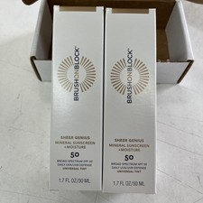 Qty 2 Brush On Block Sheer Genius Mineral Sunscreen Universal Tint SPF 50 1.7 oz