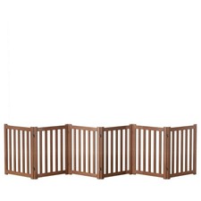 6-Panel Solid Wood Dog Gate - Freestanding Folding Pet Gate for Doorways, Sta...