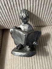 Vintage Austin Productions Boy Seated Reading a Book Sculpture 7" Tall 1970s