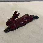 Fenton Rabbit Figurine Red & Black Art Glass Solid Glossy F-814