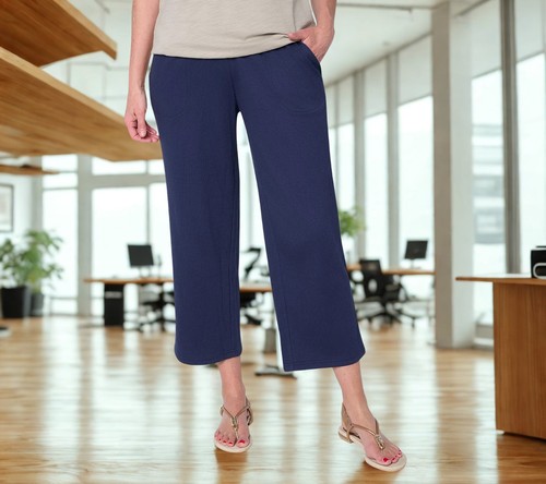 Belle by Kim Gravel Regular Packabelle Solid Cropped Relaxed Pant TWILIGHT XS