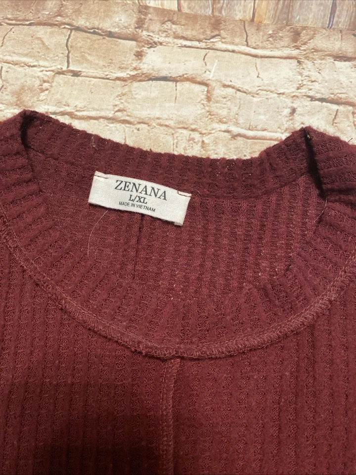 Zenana Maroon Textured Top W Ragland Sleeves L/XL - Image 4 of 4