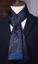 100 Silk men women Scarf neckerchief Wrap paisley navy blue black MY175-21