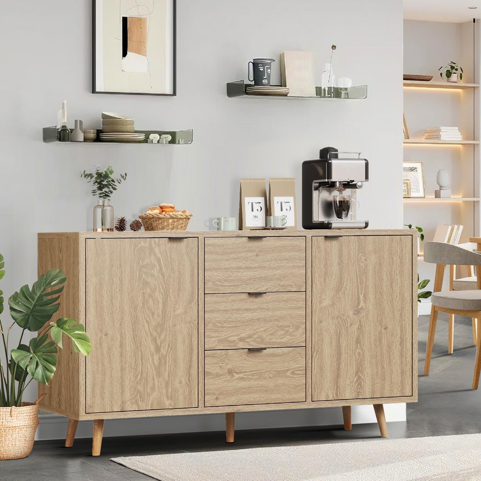 MegaChoice 47.2 Inch Buffet Cabinet with Ample Storage Space and Sideboard Design