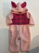 Pink Piglet Fuzzy Plush Zippered Hooded Halloween Costume 12 Months