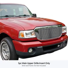For Ford Ranger 06-12 1-Pc Chrome Polished 8x6 mm Horizontal Billet Main Grille