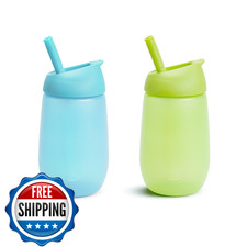 Munchkin Simple Clean Toddler Sippy Cup w/ Easy Clean Straw, 10oz, 2-Pack, Blue/