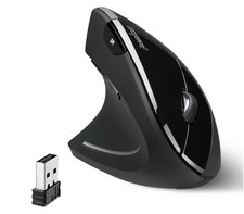 Wireless Ergonomic Left Handed Vertical Mouse 6 Button Design, 3 Level DPI Black