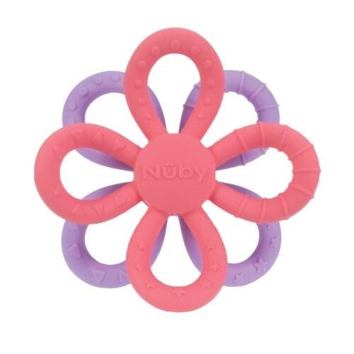 Nuby Fun Loops Teether Flower Teething Toy for Baby Pink & P