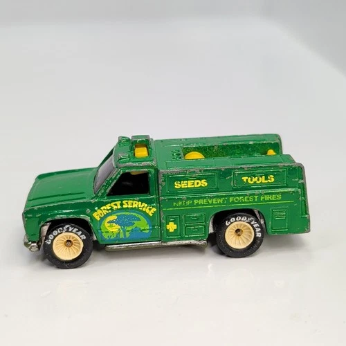 Vintage Hot Wheel Forest Service Truck 1974 Real Riders Green 1/64 Diecast Truck