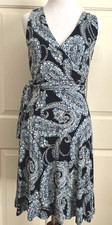 NWT Tommy Hilfiger size S navy blue white paisley sleeveless fir and flare dress