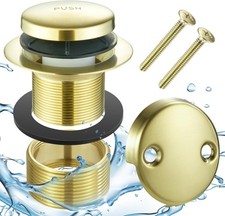 Bathtub Drain Tip-Toe Tub Trim Set with Two-Hole Overflow Brushed Gold 