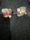 Vintage Double Strand Pink Purple & Clear Beaded Necklace with Pierced Earrings — photo 9